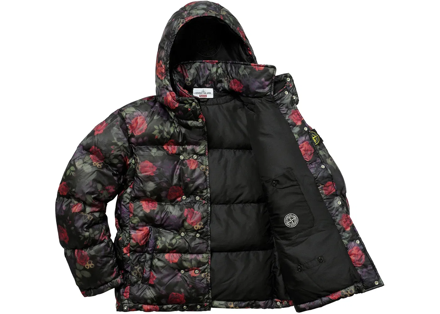 Мужская куртка с принтом Supreme Stone Island Lamy Cover Stampato Puffy Jacket Black — фото 3