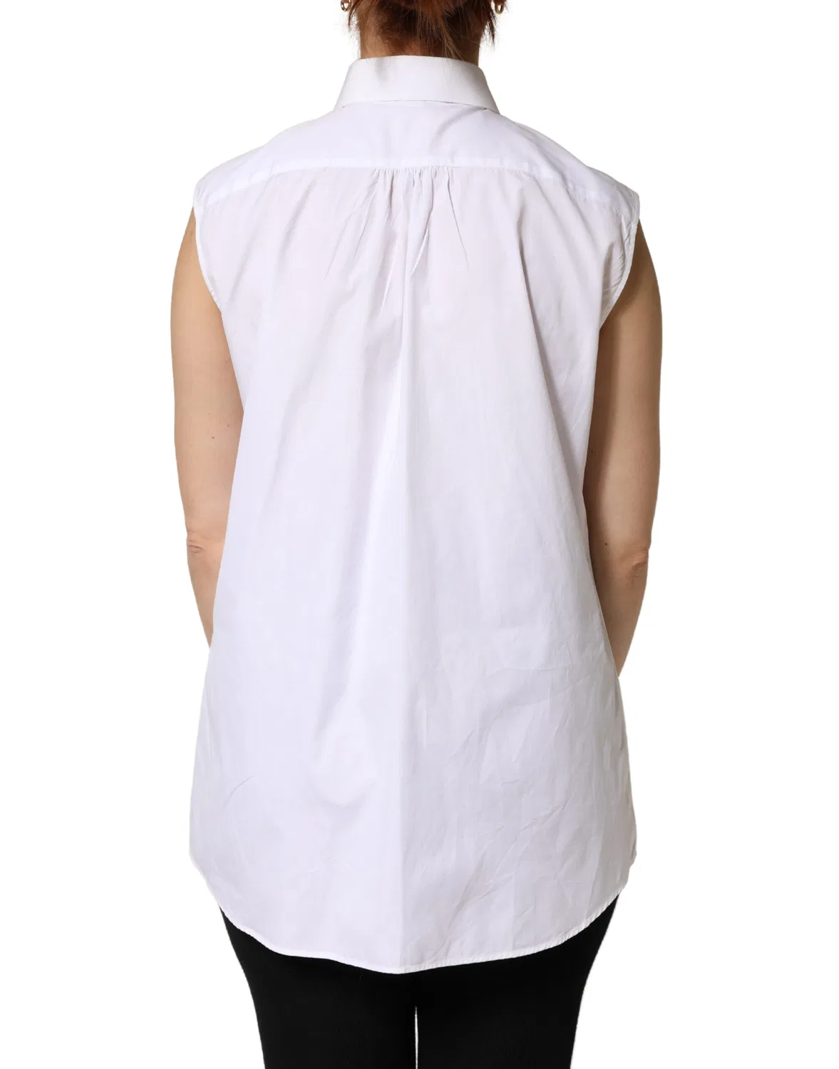Женская рубашка без рукавов с бантовыми складками Sleeveless Shirt Dolce & Gabbana, White — фото 4