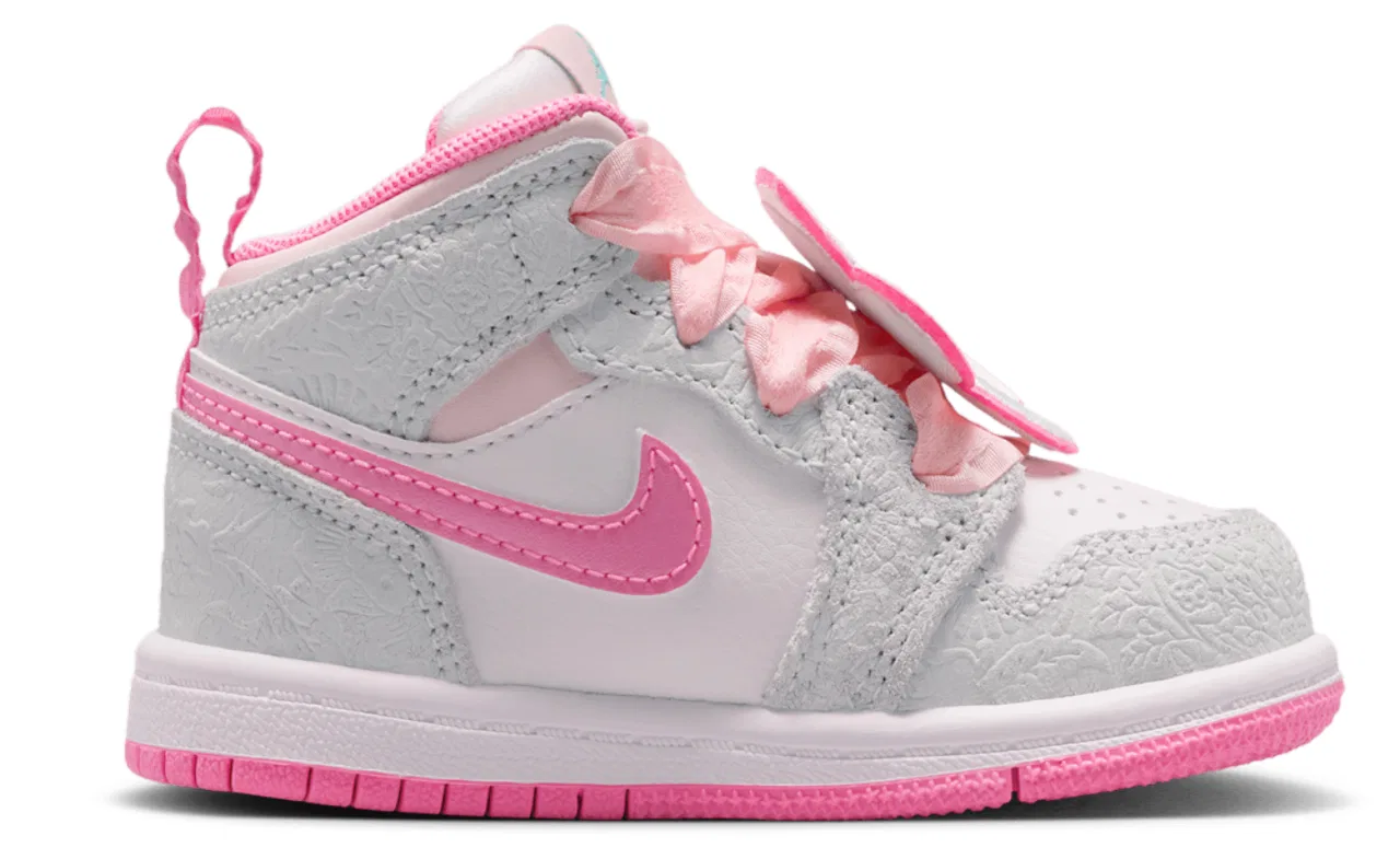 Кроссовки для девочек Jordan 1 Mid SE, цвет Vast Grey/Pink Glow/Sail