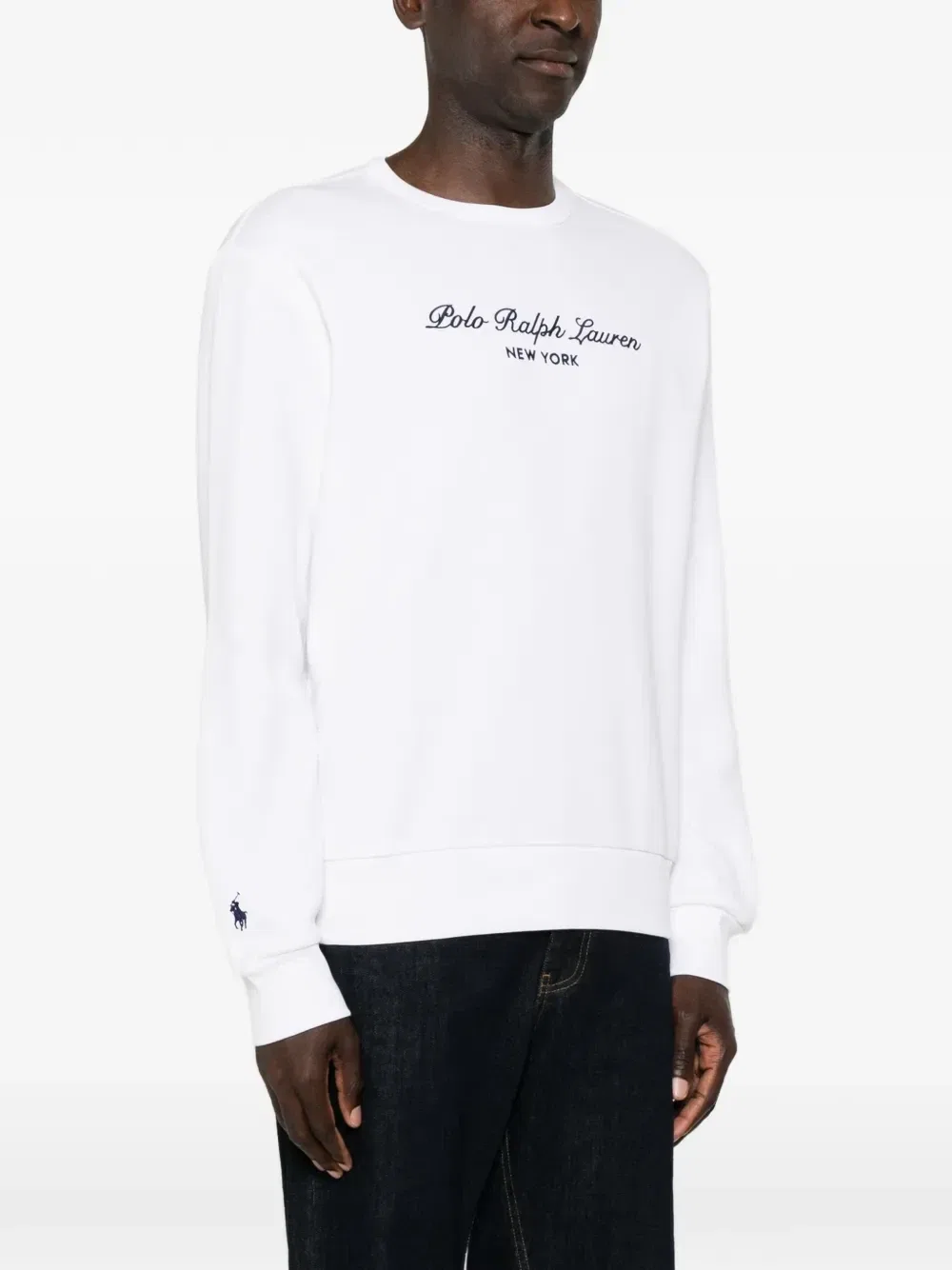 Свитер с круглым вырезом и вышивкой логотипа Polo Ralph Lauren, белый — фото 3