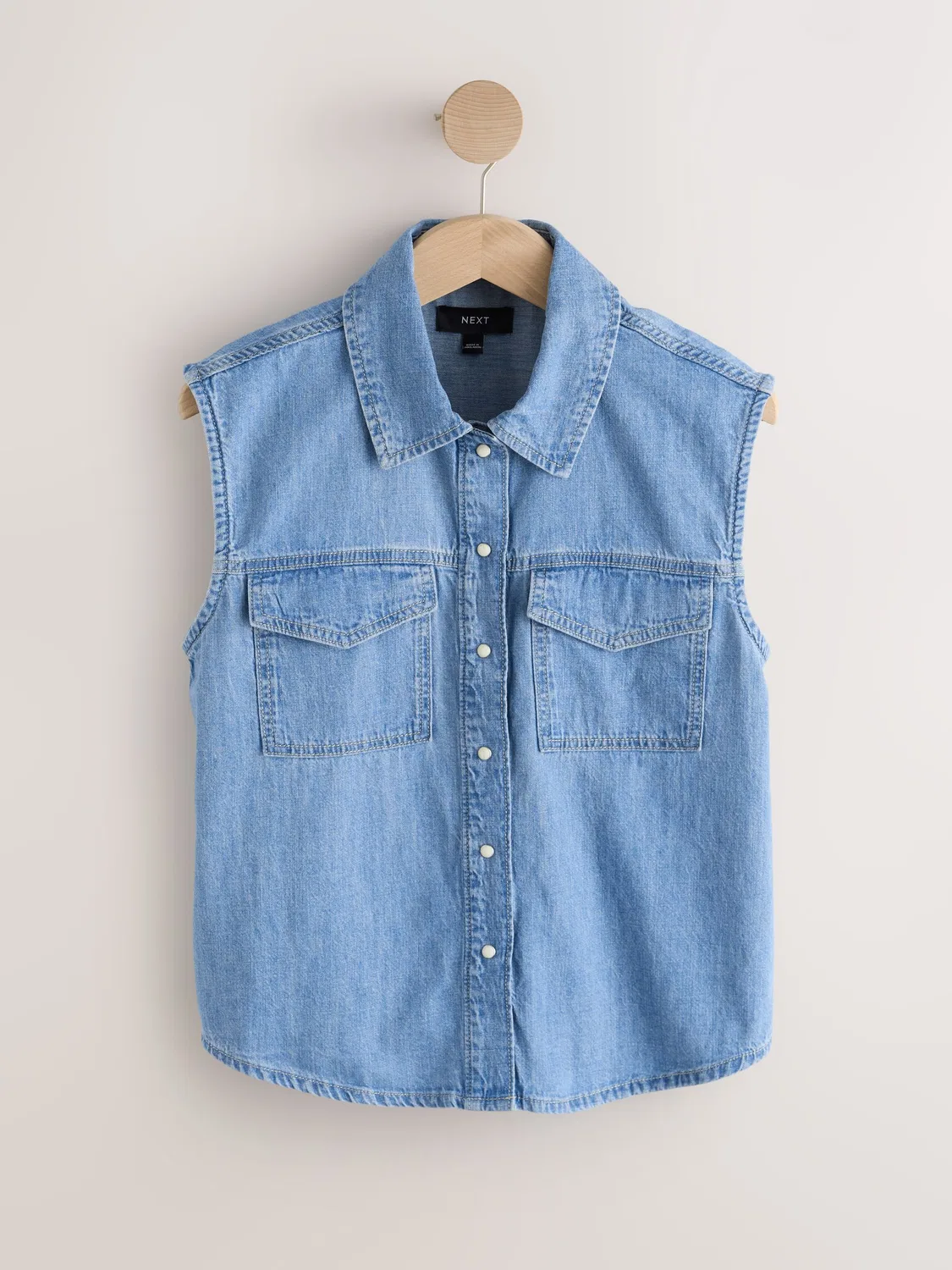 Джинсовая рубашка без рукавов Premium Sleeveless Western Denim Shirt Next, голубой — фото 4