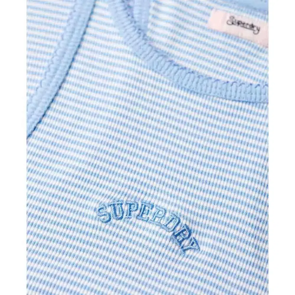 Топ без рукавов полосатый Essential Logo Stripe Racer Superdry, синий — фото 2