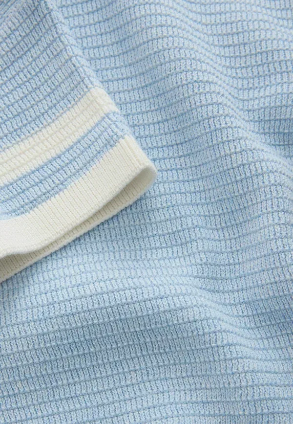 Комплект из футболки с поло и шорт с полосатым узором Regular fit button neck set Next, синий — фото 4