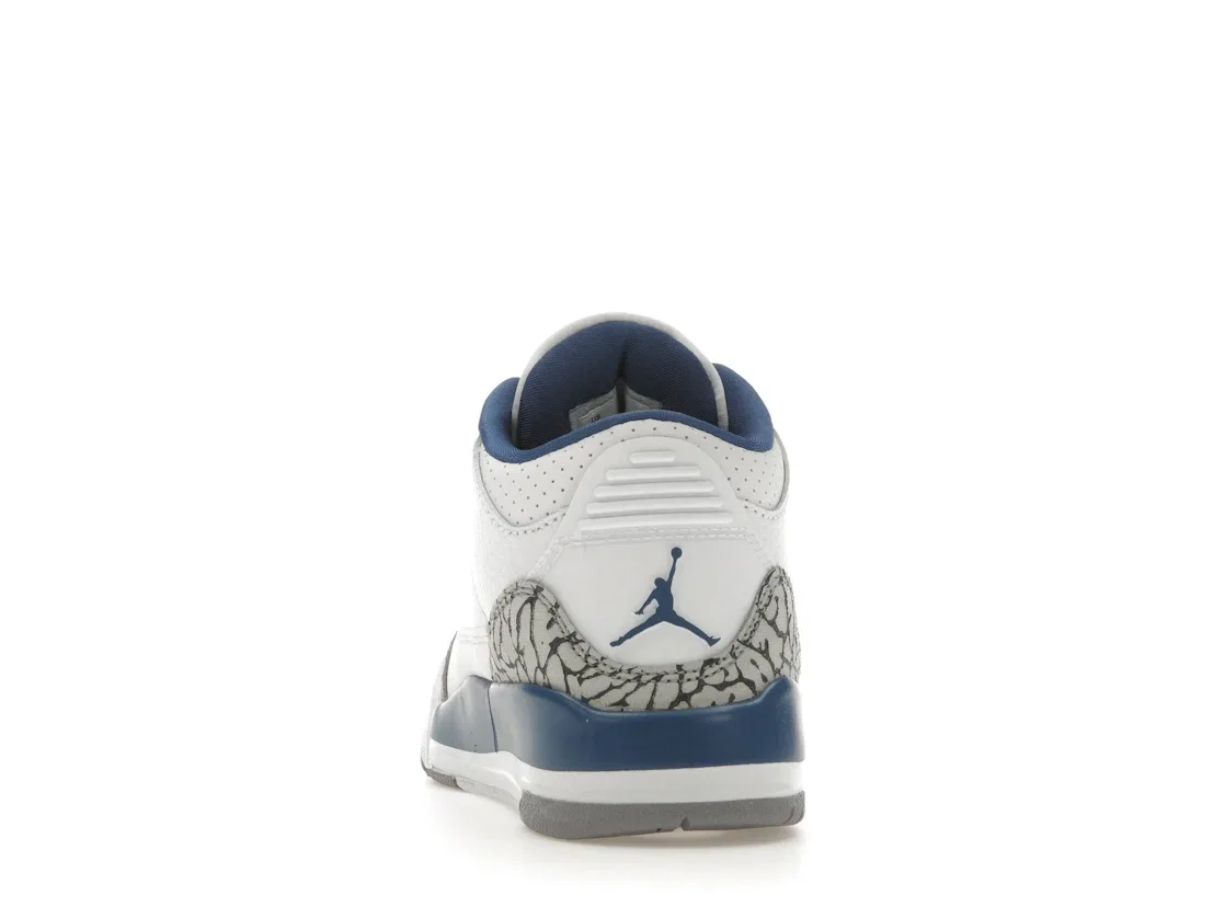 Детские кроссовки для мальчиков высокие с принтом Jordan 3 Retro Jordan, White/Metallic Copper/True Blue/Cement Grey — фото 4
