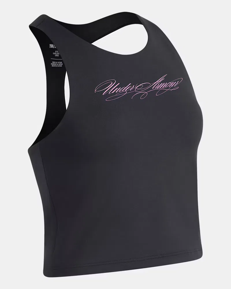 Детский топ-кроп с эластичной влагоотводящей тканью UA Motion Foil UnderArmour, Black/Jet Gray — фото 3