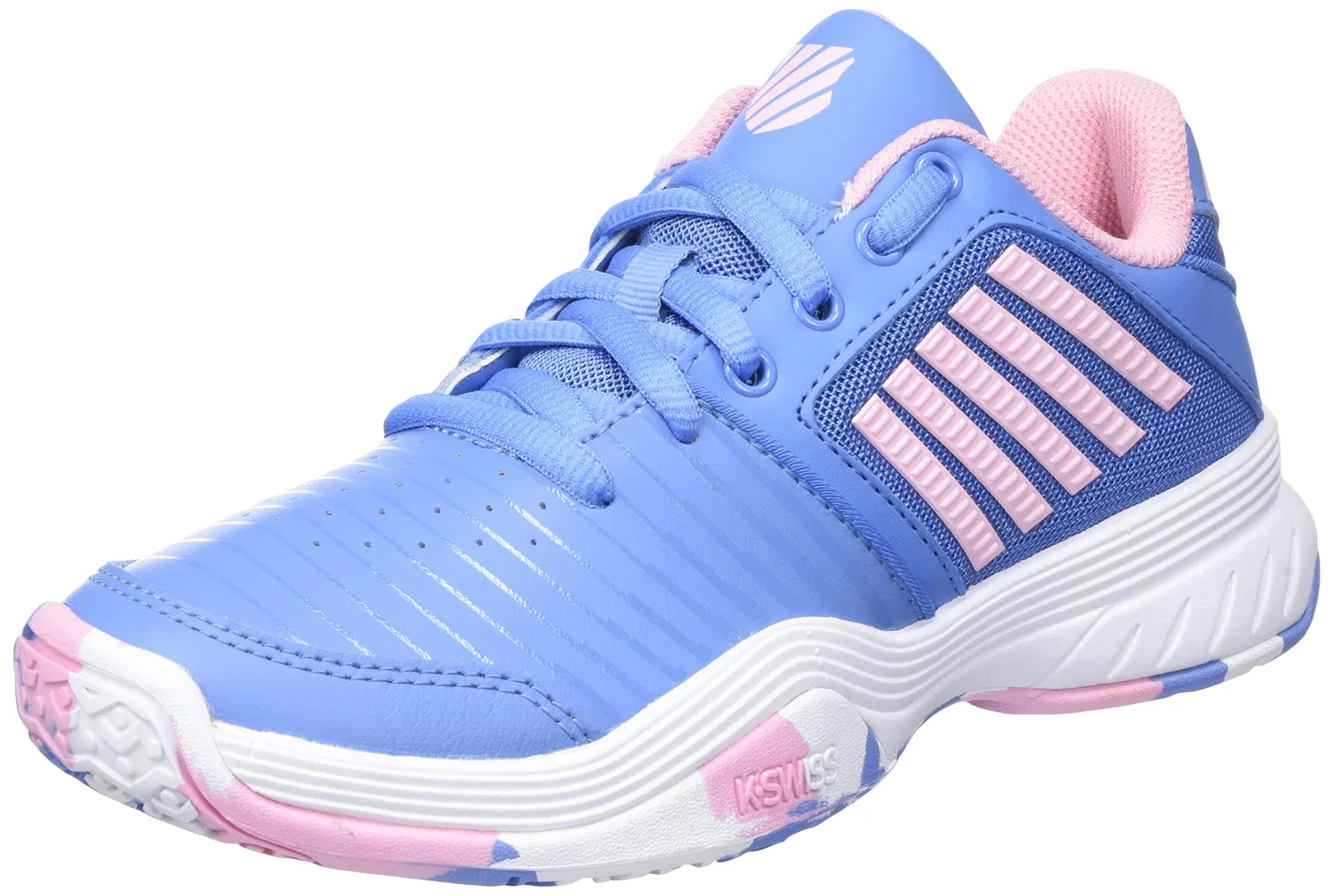 Детские теннисные туфли для девочек с закрытым носком Court Express Omni K-Swiss, Silver Lake Blue White Orchid Pink