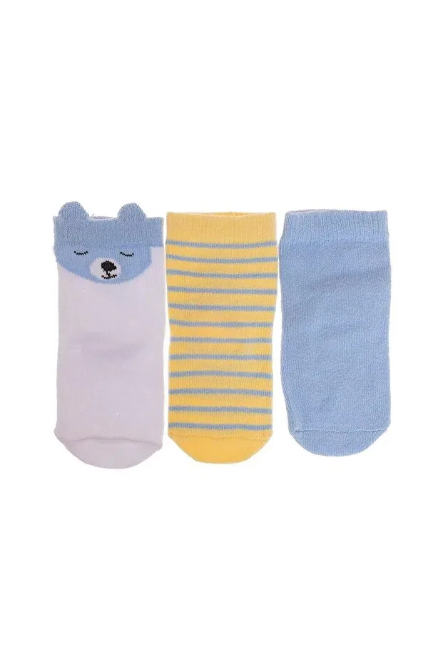 Детские носки для мальчиков с принтом 3-шт Ebebek Hello Baby, Yellow