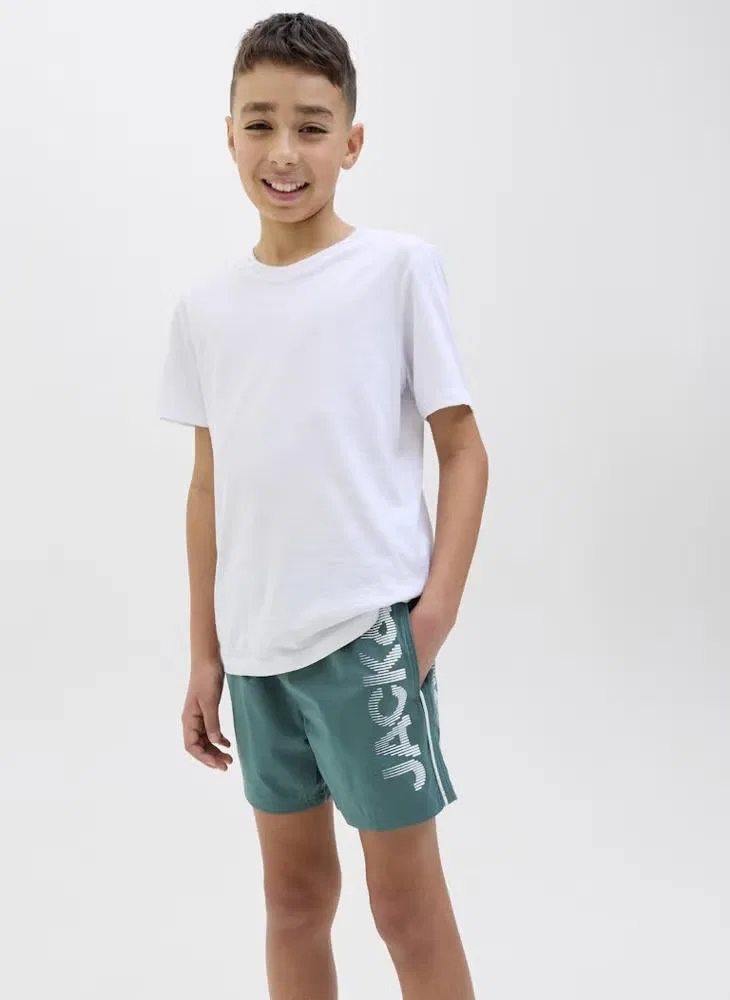 Jack & Jones Junior Шорты для плавания с логотипом, зеленый — фото 3
