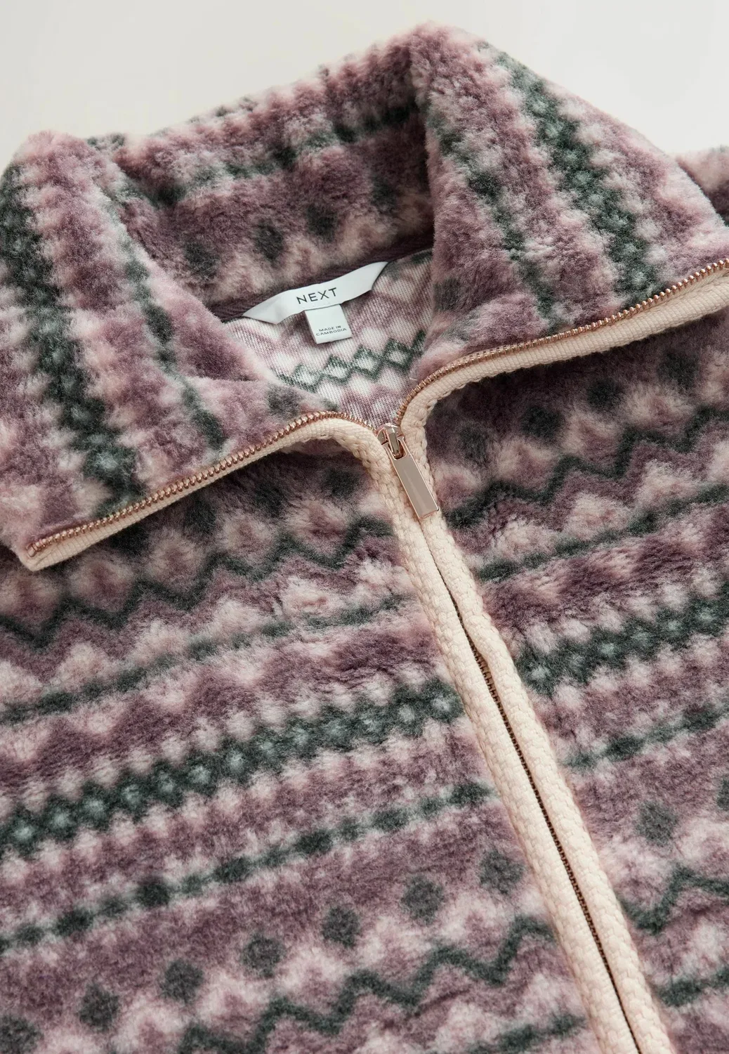 Куртка Fairisle из искусственного ворса - флисовая куртка Next, Grey Pink White — фото 2