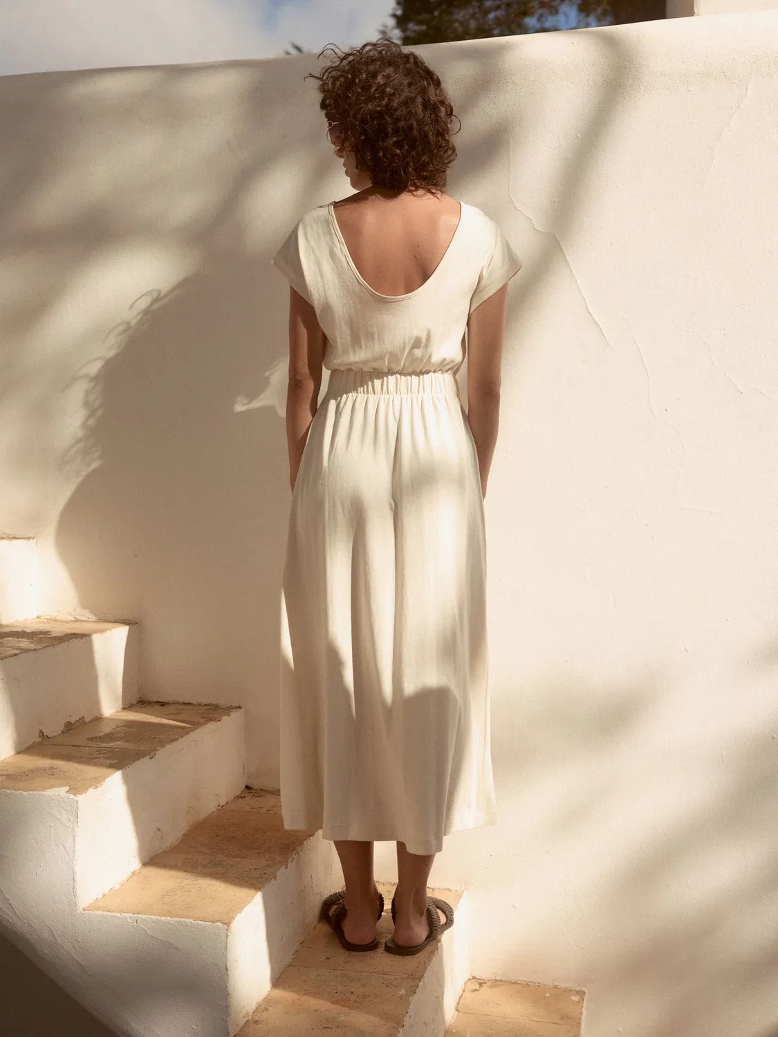 Платье миди хлопковое Summer T-Shirt Dress Next, кремовый — фото 4