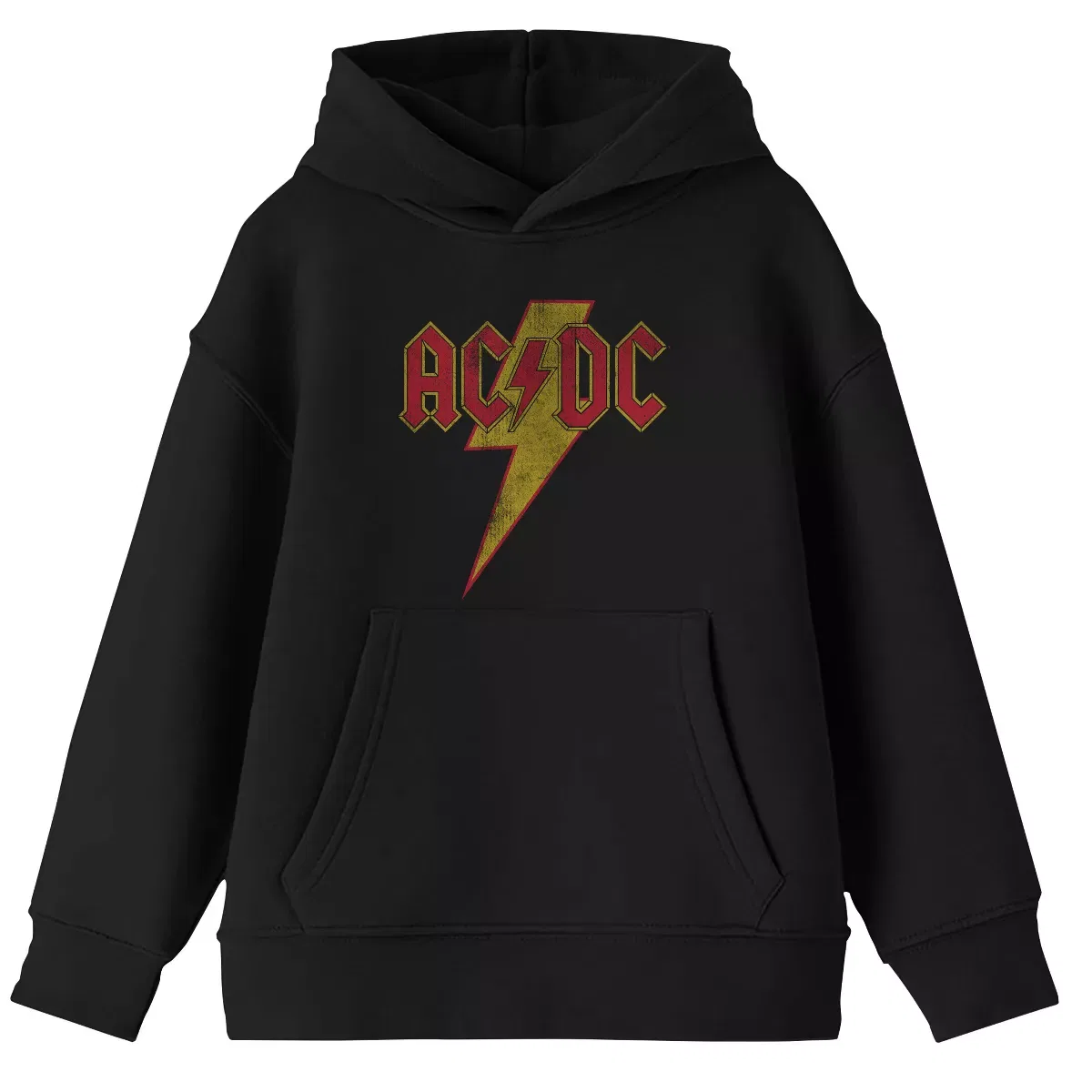 Детский худи с длинным рукавом с принтом ACDC Lightning Bolt Logo, AC/DC, Black