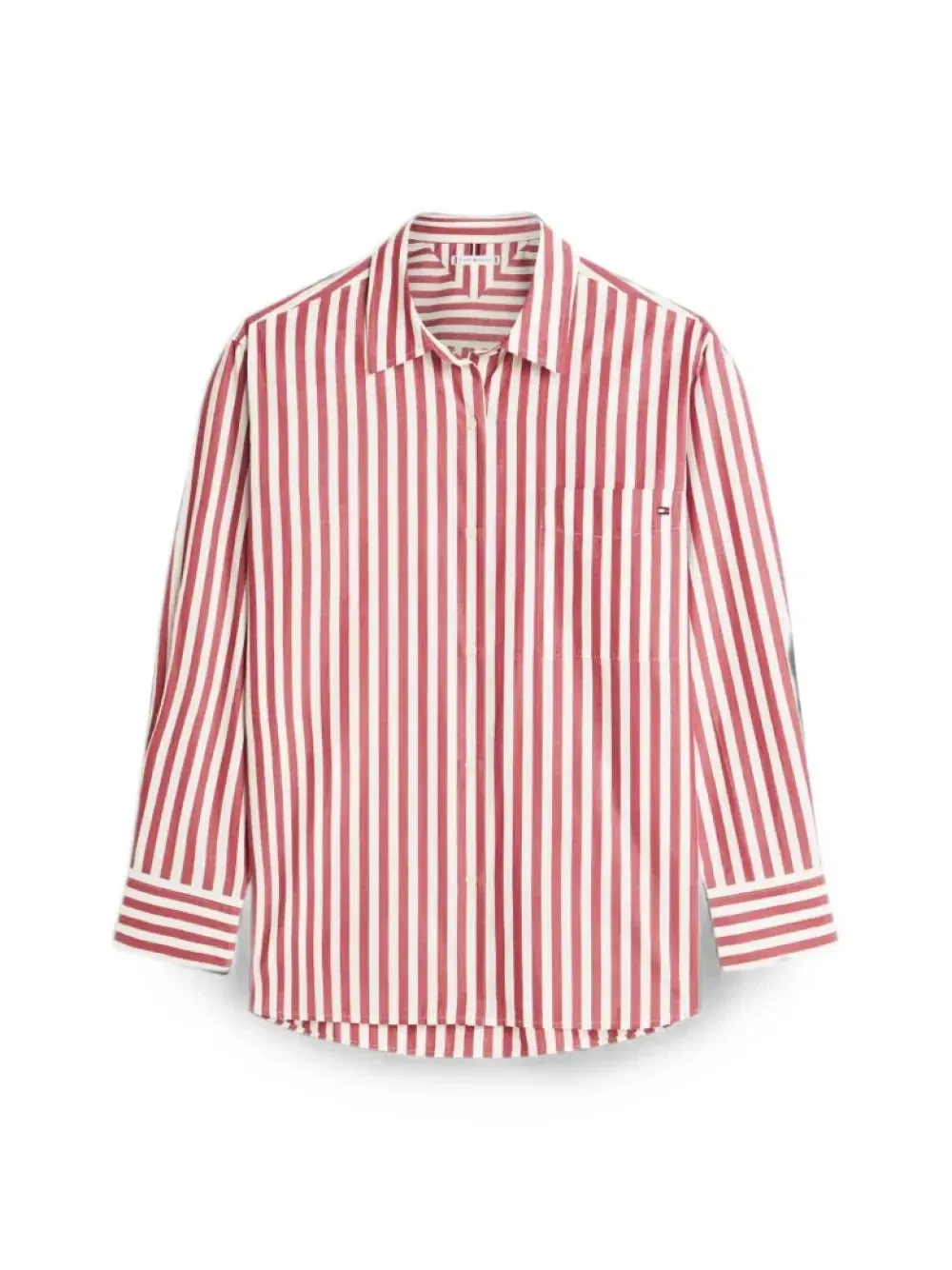 Рубашка из хлопка в вертикальную полоску Tommy Hilfiger, красный — фото 2