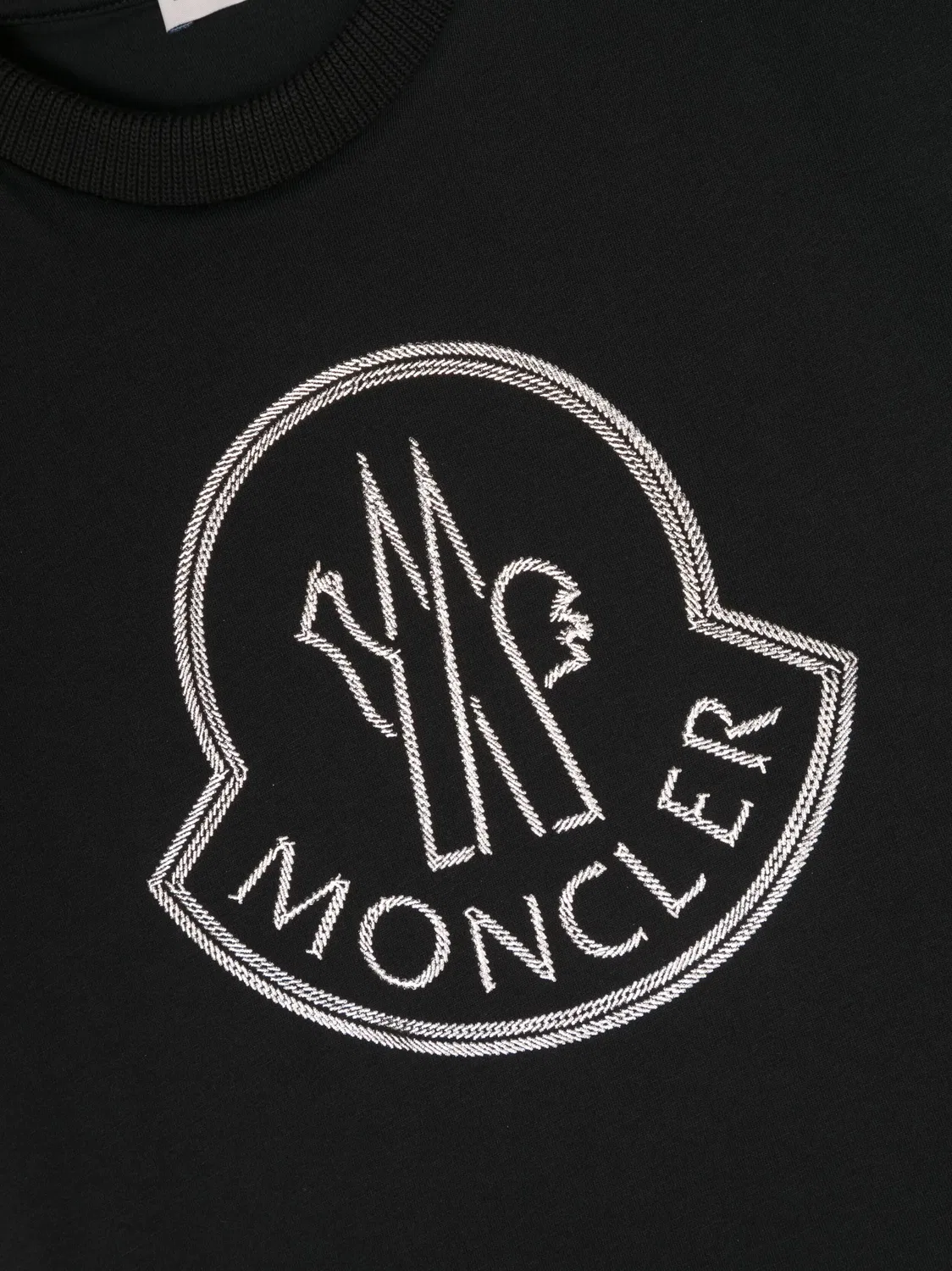 Хлопковая футболка с вышитым логотипом Moncler, черный — фото 3