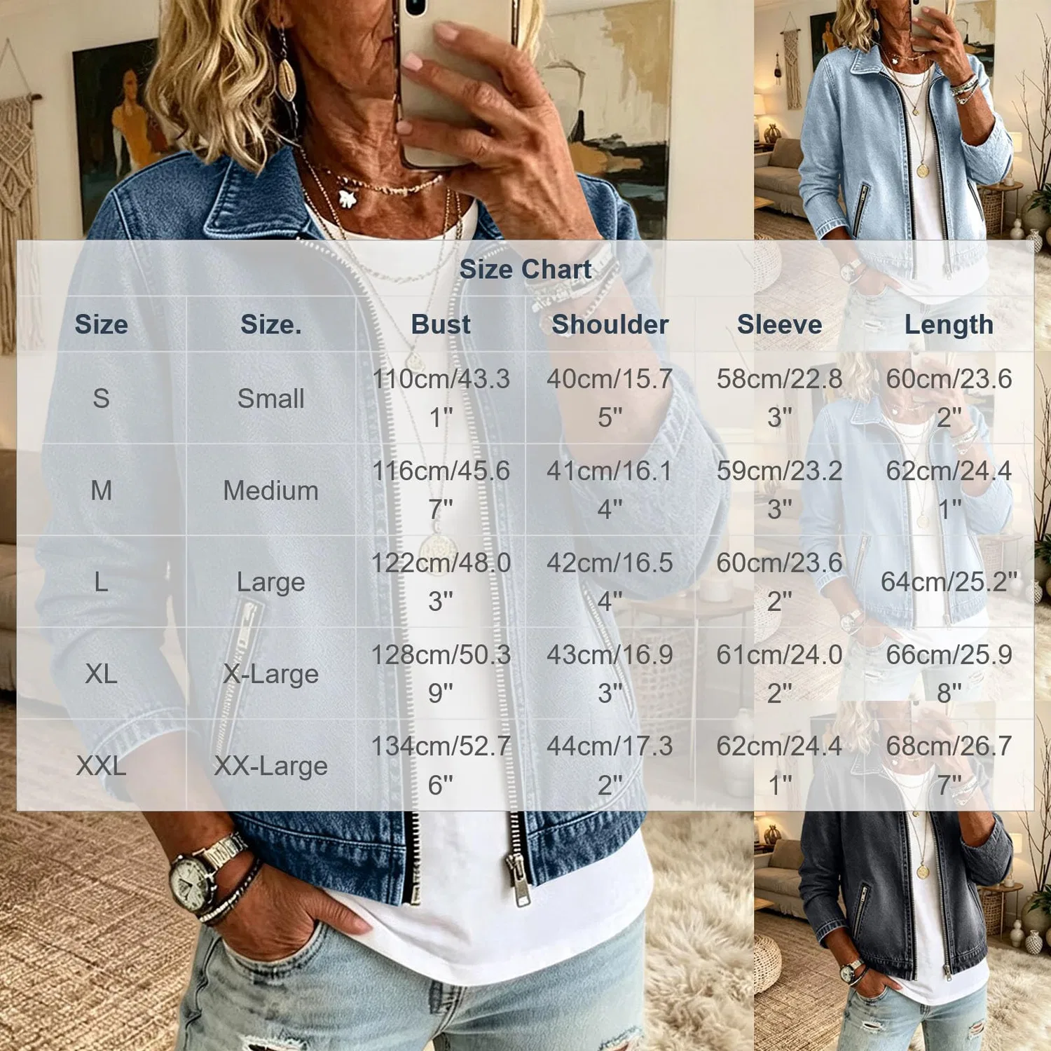 Женская джинсовая куртка с длинным рукавом, модель Uk invecchiato lavato boyfriend jeans, Blu cielo 1 — фото 4