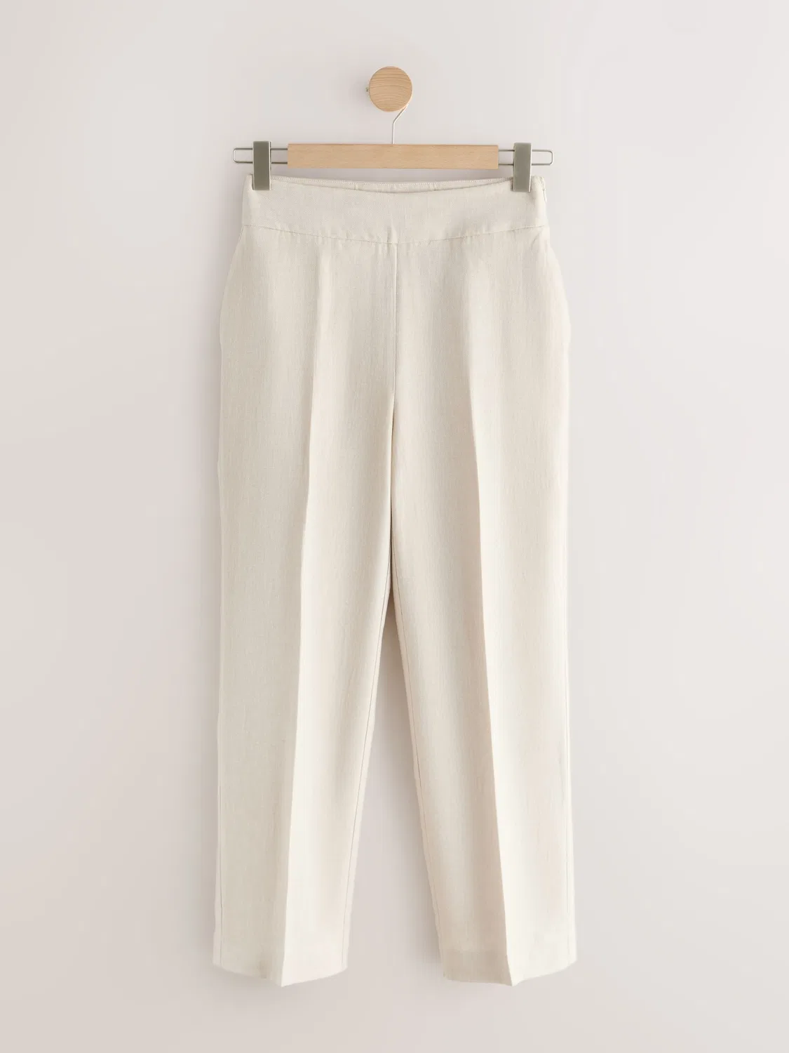 Брюки зауженные укороченные с защипами Neutral Beige Next, нейтральный бежевый — фото 4