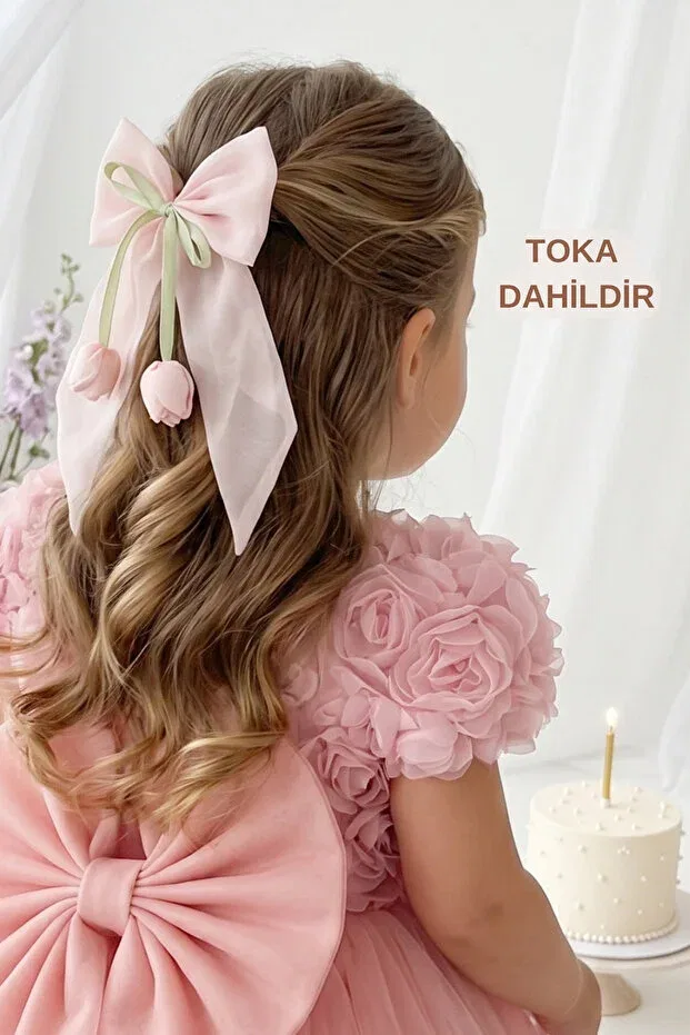 Детское платье для девочек с цветочным принтом Powder Rose Baby Girl and Child Princess Dress Alyra, Powder — фото 4