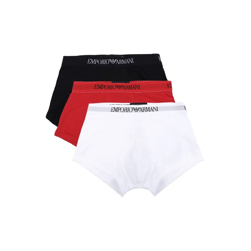Мужские боксеры с принтом, комплект из 3 штук, EMPORIO ARMANI, Black/White/Red