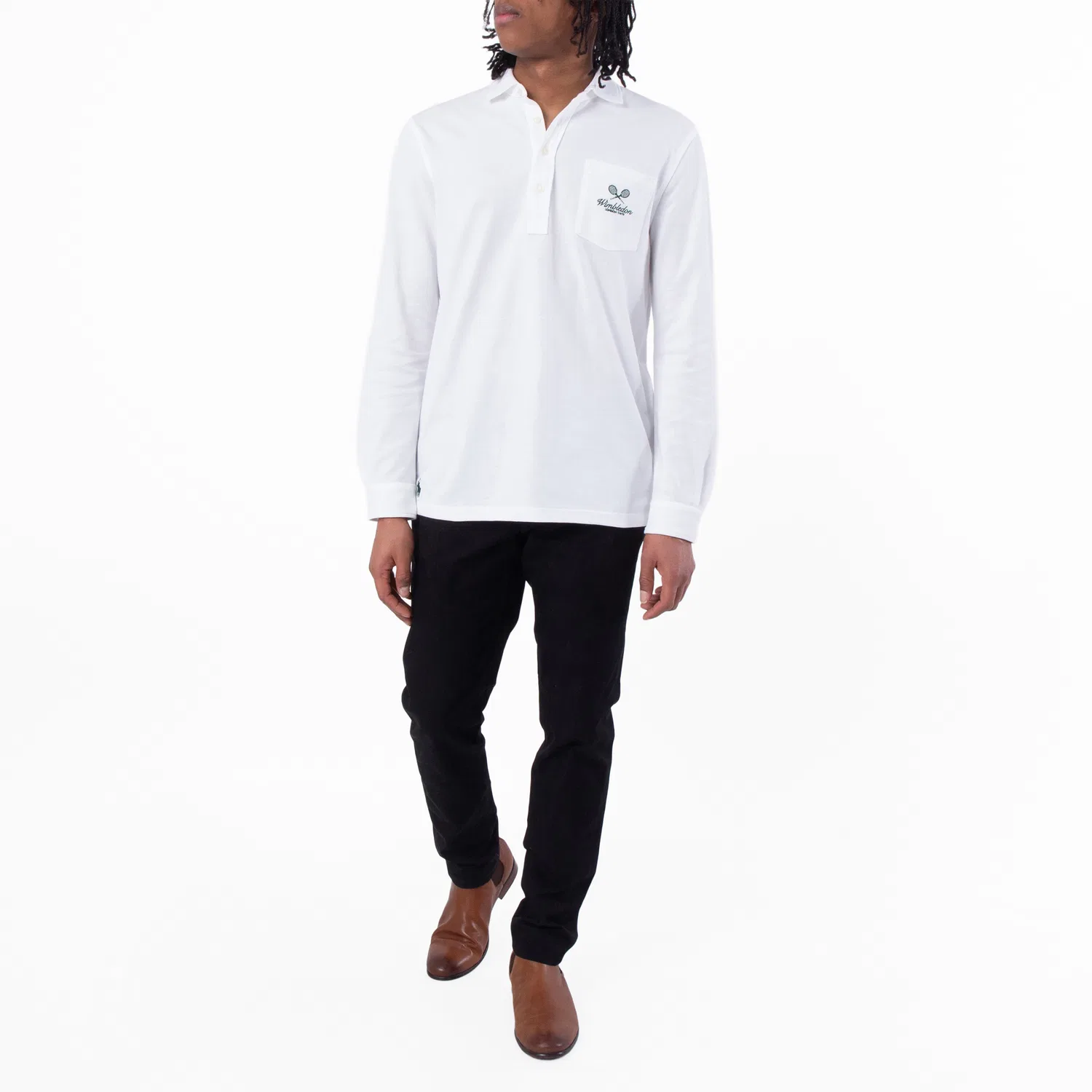 Поло с длинным рукавом Wimbledon Classic Fit Mesh Polo Shirt Polo Ralph Lauren, White — фото 4