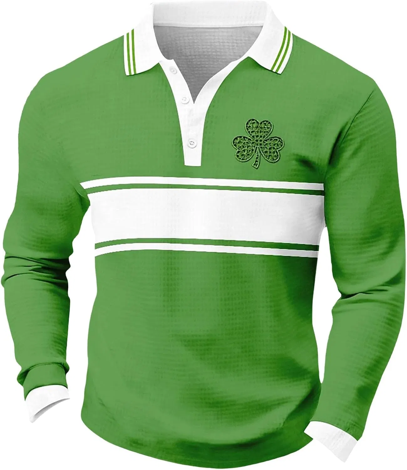 Мужская рубашка поло с длинным рукавом, с принтом Shamrock, зелёный