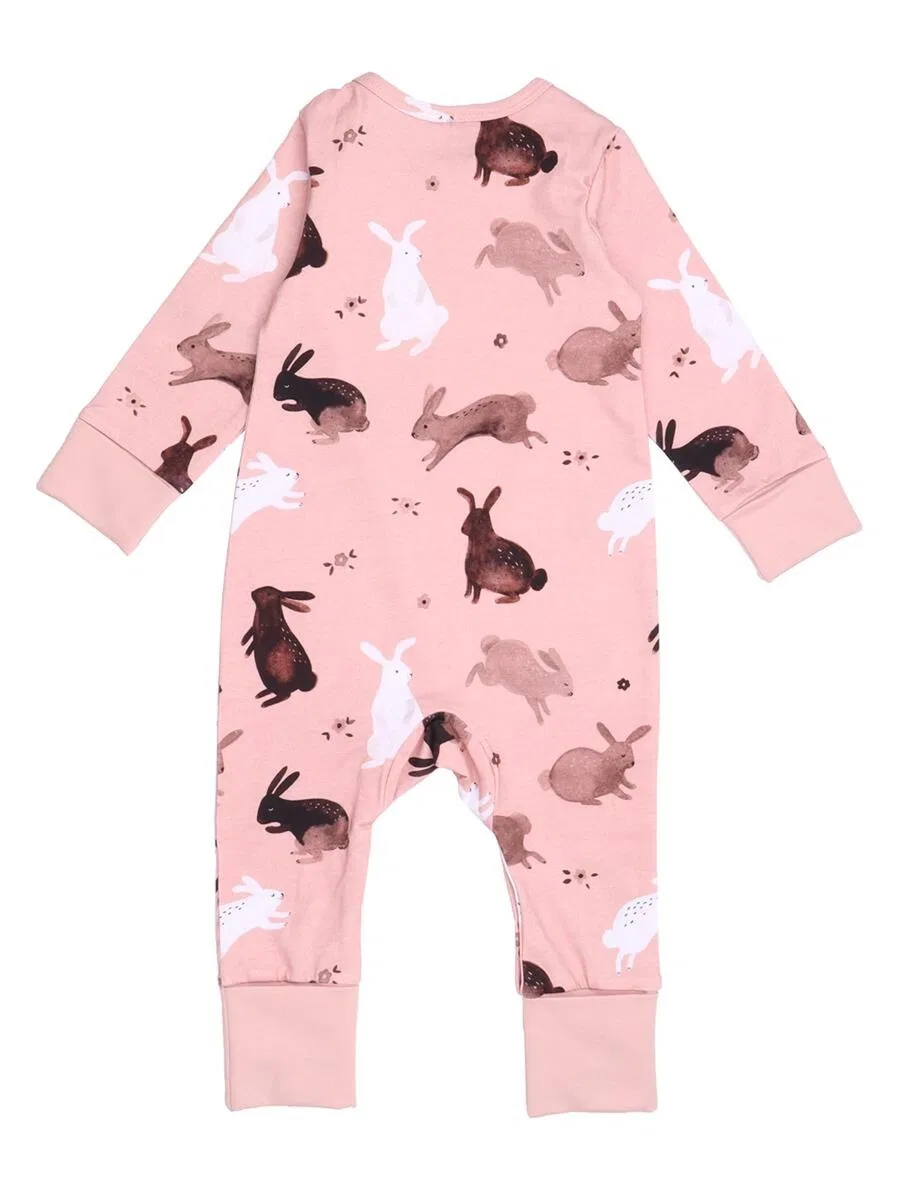Комбинезон/боди Walkiddy 'Walkiddy - Happy Rabbits Romper' в розовом цвете — фото 2