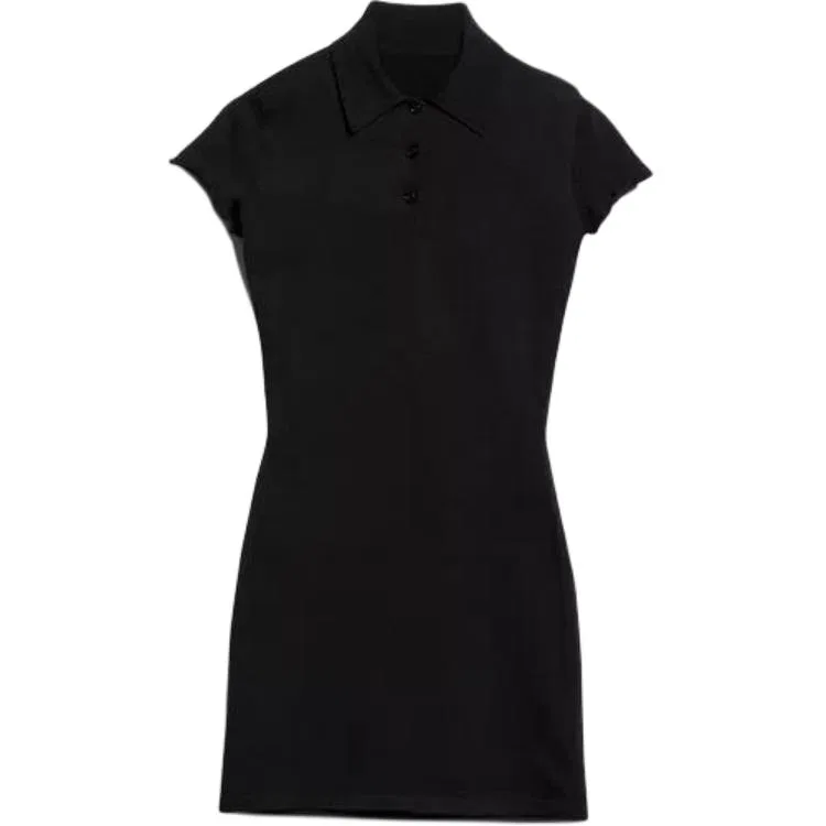 Женское платье с коротким рукавом поло с умеренной короткой юбкой Black GUCCI, Black