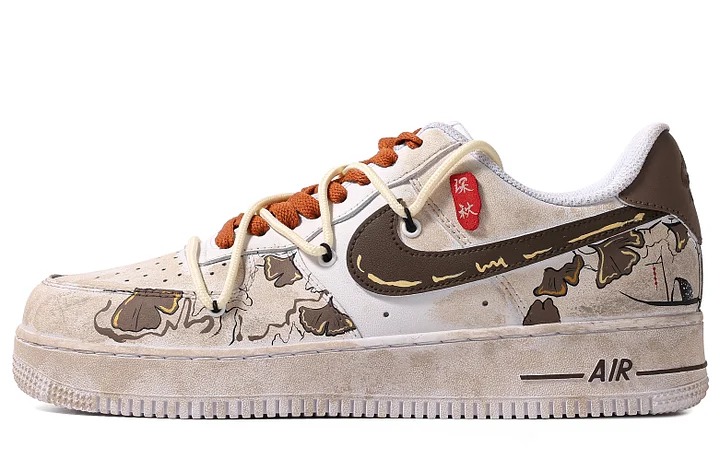 

Кастомизированные кроссовки Nike Air Force 1 Low Men's, белый/коричневый, Красный, Кастомизированные кроссовки Nike Air Force 1 Low Men's, белый/коричневый