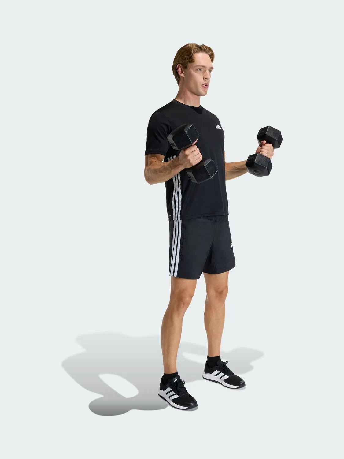 Шорты тренировочные Workout Essentials Base 3-Stripes adidas, черный