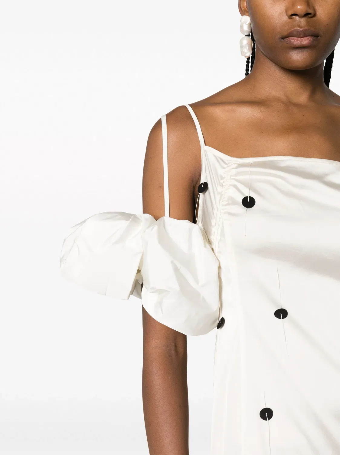 Платье миди с гороховым рисунком Jacquemus, белый — фото 4
