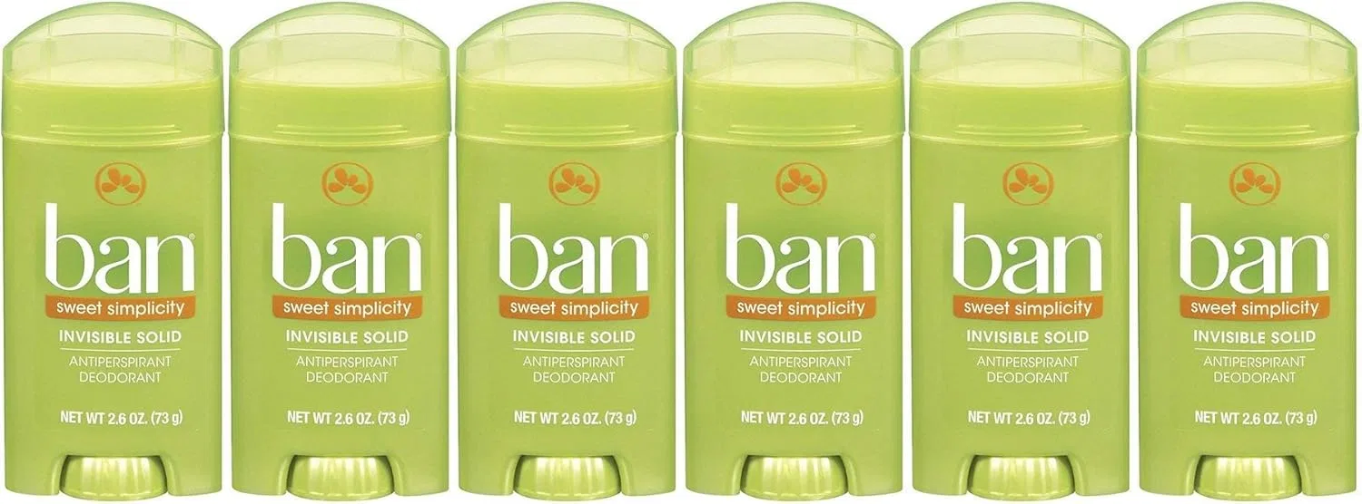 Дезодорант-антиперспирант твердый Ban Sweet Simplicity, набор 6 шт., 2.6 oz
