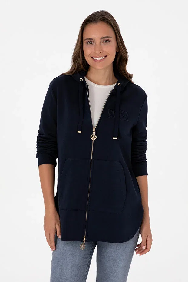 Женское худи с капюшоном на молнии U.S. Polo Assn., Navy Blue