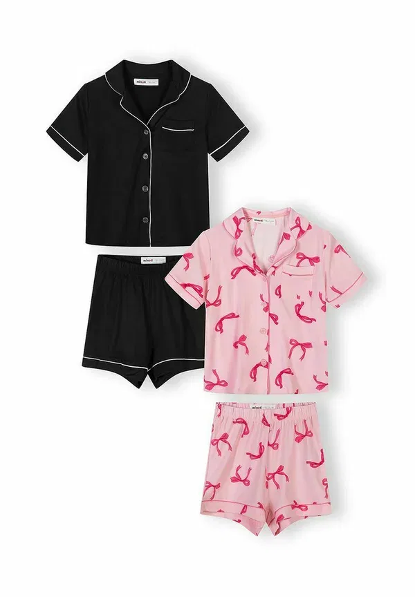 Пижамный комплект из 2 предметов с принтом Minoti light pink/black, черный/светло-розовый