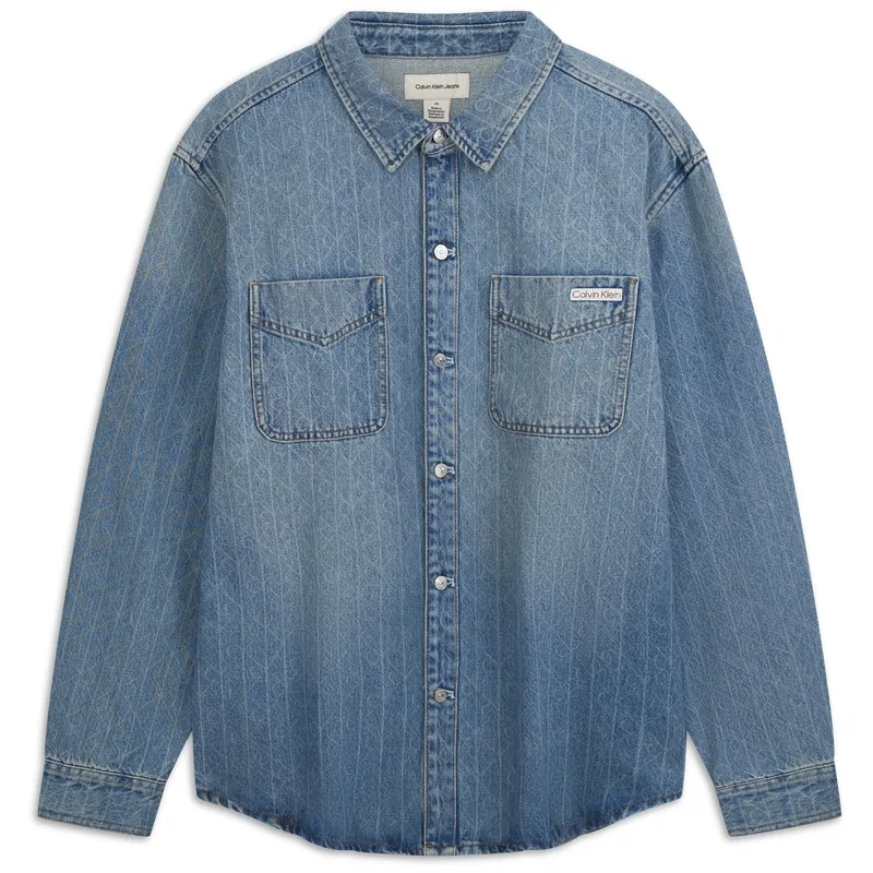 Мужская рубашка с воротником Calvin Klein, EQC-Denim Light Blue
