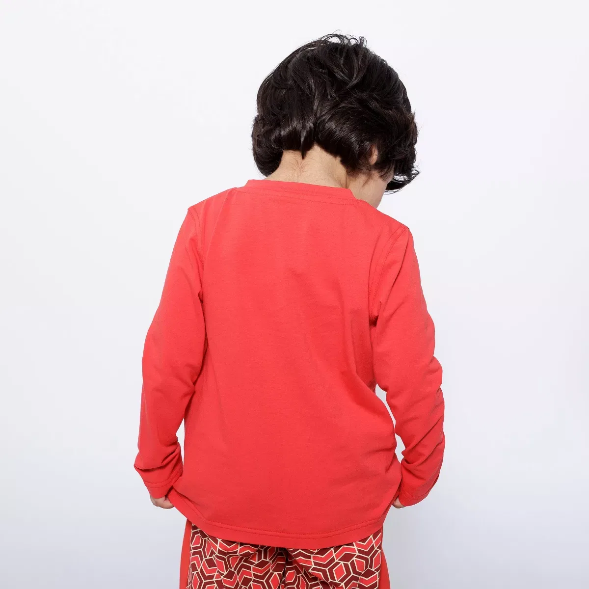 Детское платье-рубашка с длинным рукавом Henley Mixed Up Clothing, Red Multicolor — фото 4