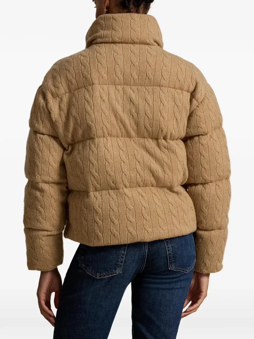 Стеганый пуховик фактурной вязки Polo Ralph Lauren, коричневый — фото 4