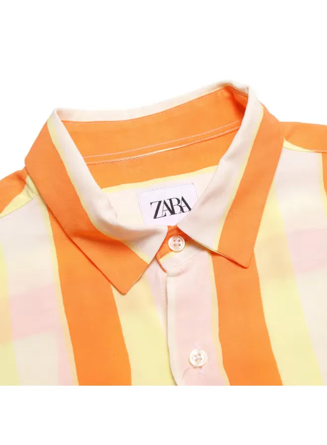 Рубашка с полосатым принтом, Zara, желтый — фото 4