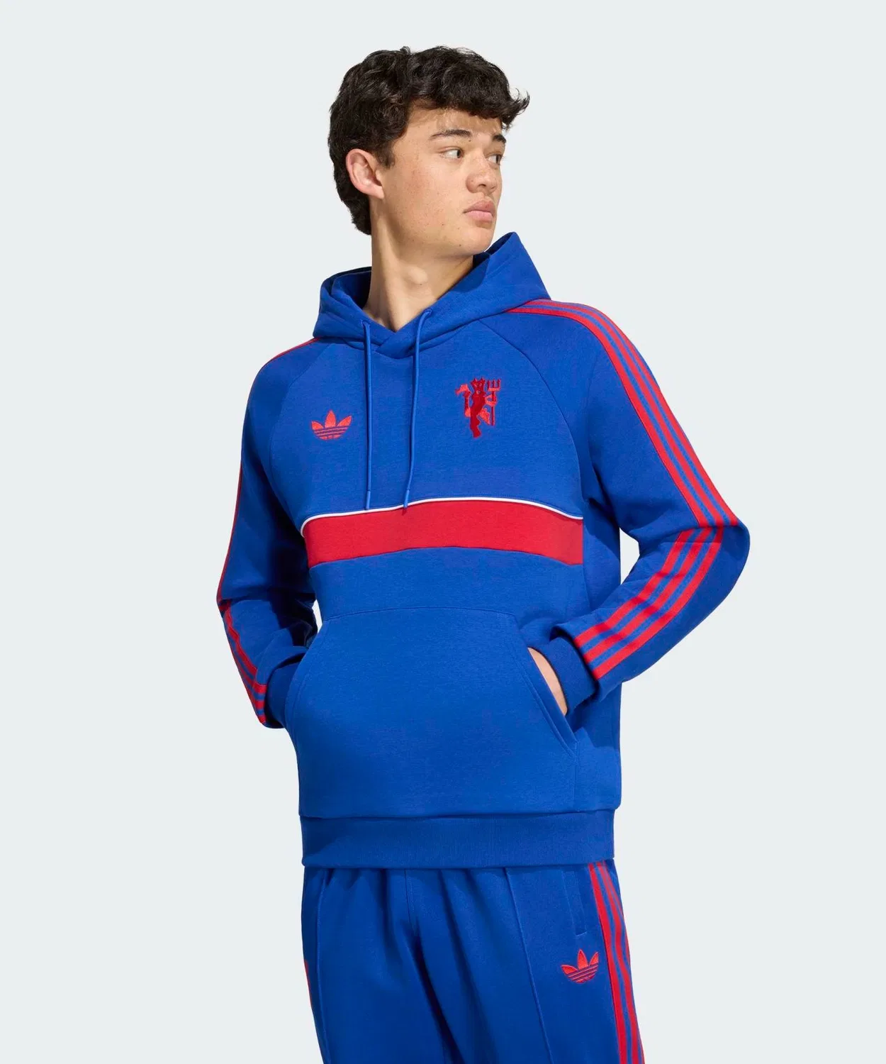 Мужской худи флисовый с принтом Manchester United Originals Adidas, Blue