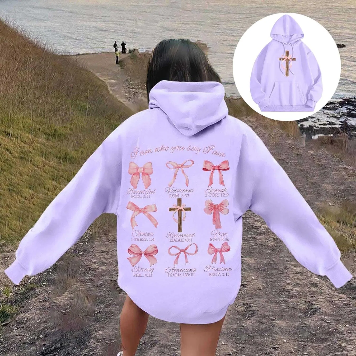 Женское худи с принтом, модель Christian Graphic, для девочек-подростков, фиолетовый — фото 2