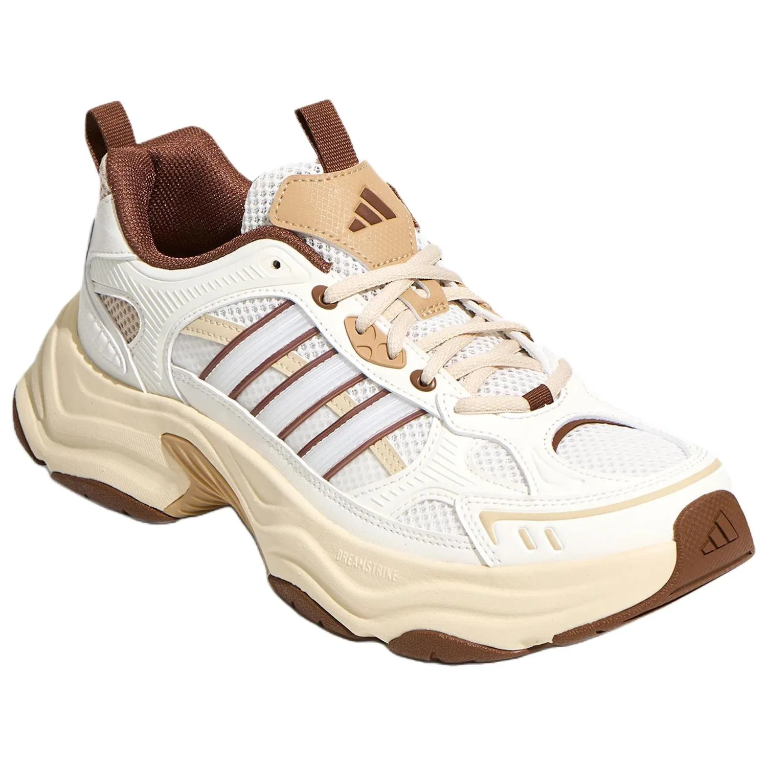 Детские кроссовки на толстой подошве Adidas, Bright White Linen Crystal Brown Soft Brown — фото 4