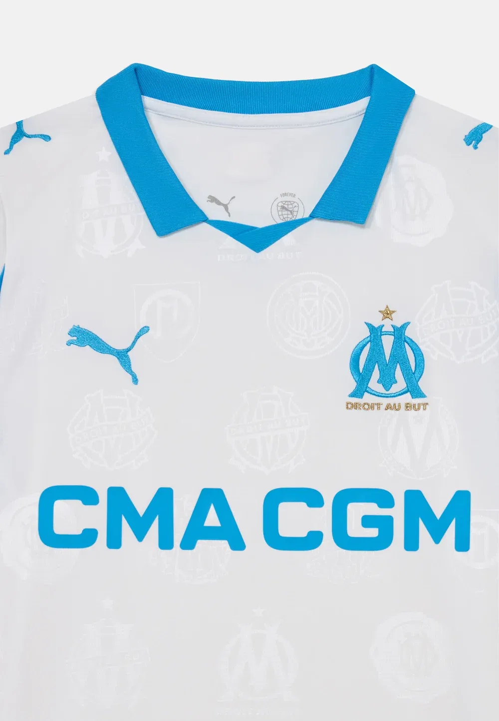 Домашняя копия Olympique Marseille унисекс - футбольная футболка Puma, White/Bleu Azur — фото 4