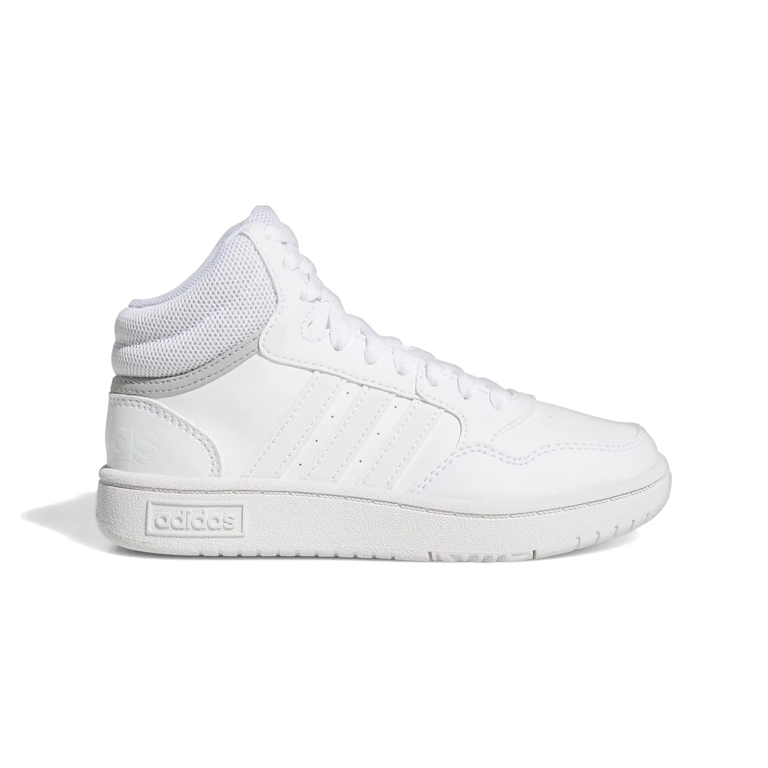 Детские кроссовки для мальчиков и девочек Hoops Mid Adidas, Cloud White Cloud White Grey Two — фото 2