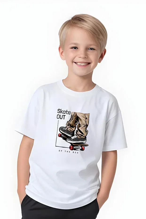 Детский комплект футболок для мальчиков с принтом Boys Round Neck 3-Piece Basketball-Surf Al Day Printed T-Shirt Fyk Kids, Black-White-Red — фото 3
