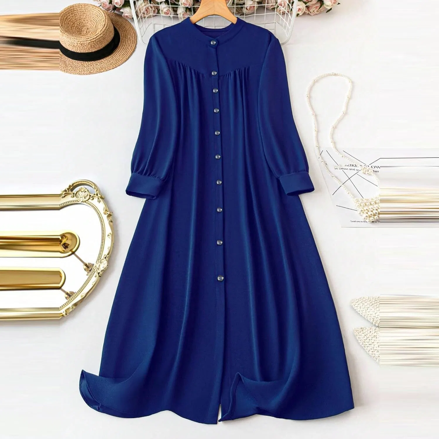 Женское повседневное платье миди Plus Size Dresses, Blue — фото 3