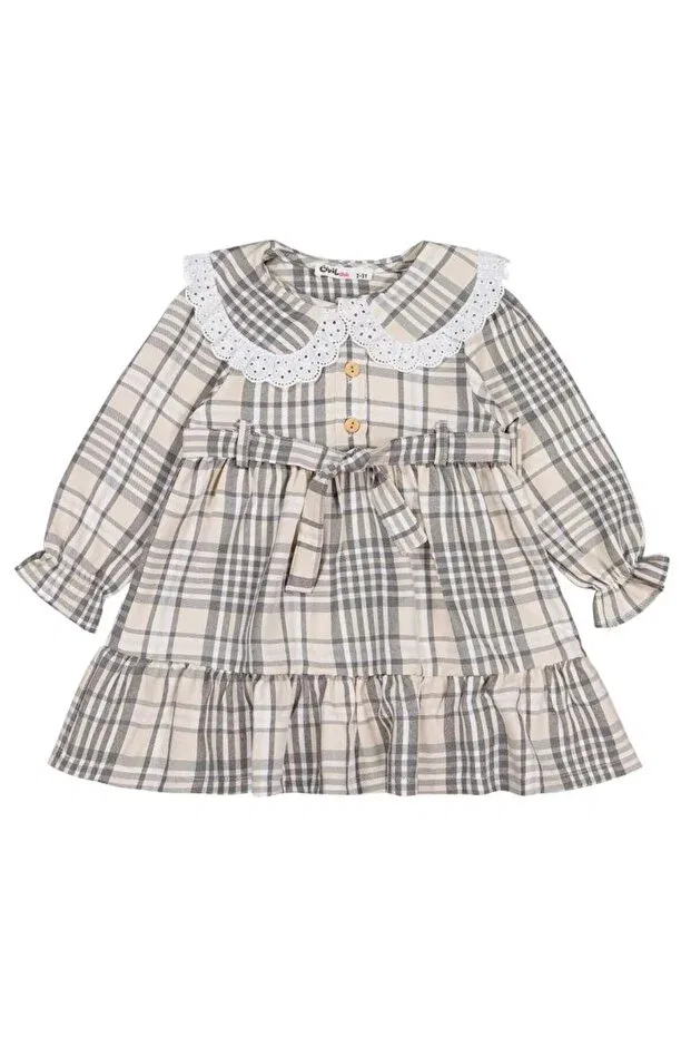 Детское платье для девочек с принтом Plaid patterned dress Civil Girls, Beige