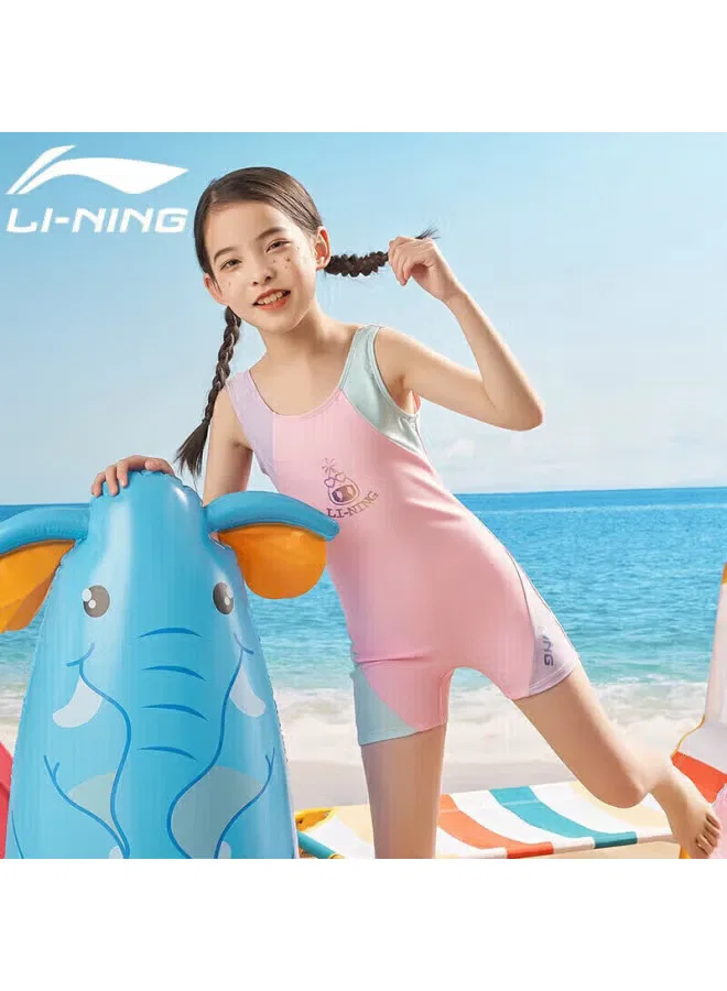 Купальник детский слитный для девочек для плавания Li-Ning, розовый — фото 4