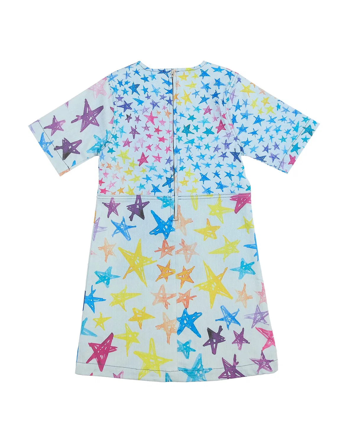 Детское джинсовое платье для девочек с коротким рукавом Stella Mccartney Kids, синий — фото 2