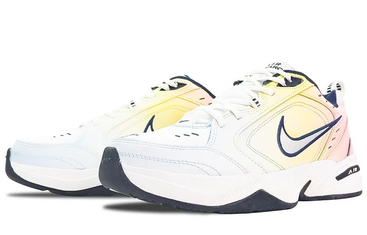 Кастомизированные кроссовки Nike Air Monarch 4 Chunky Sneakers Unisex, белый/синий/мультикор — фото 3
