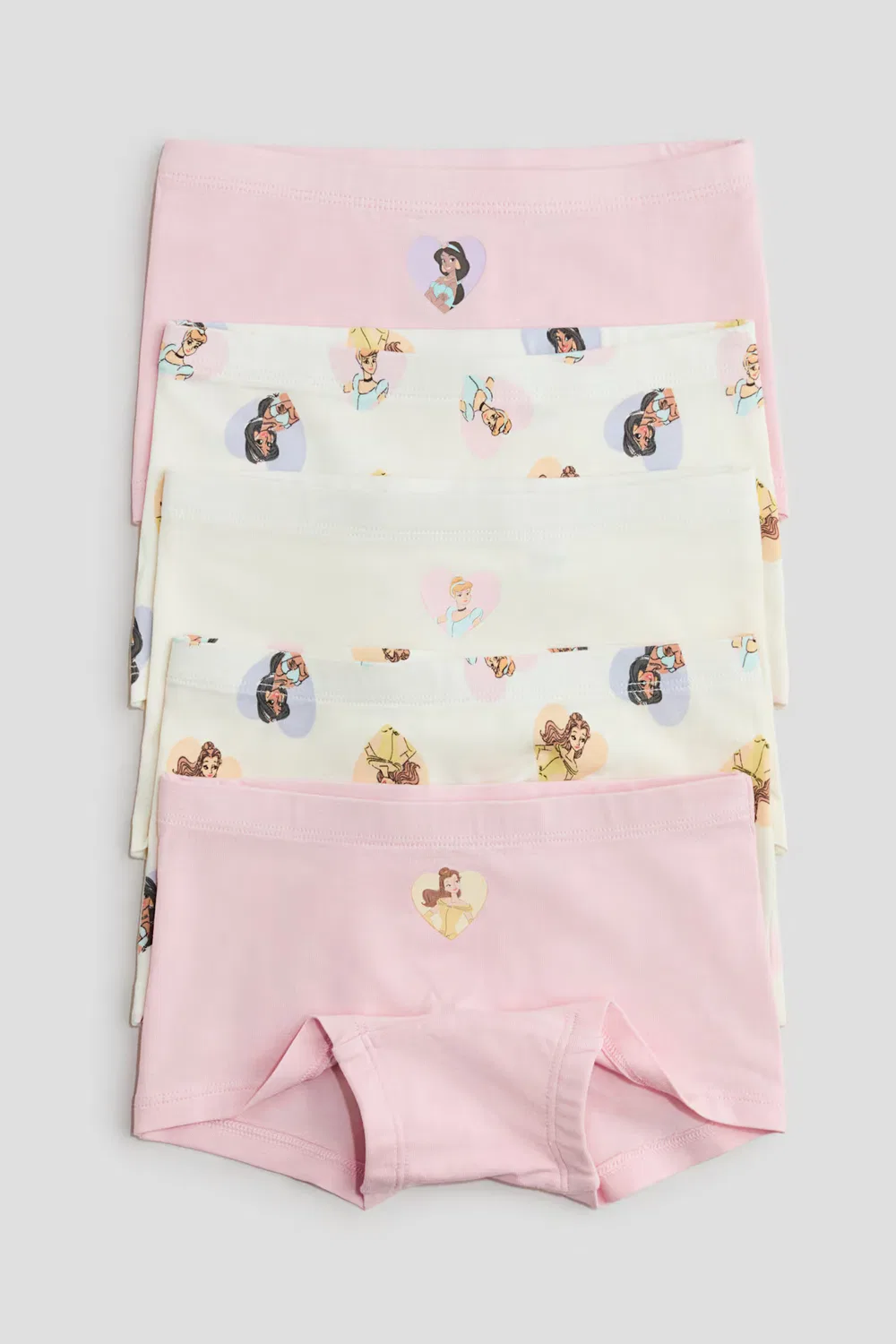 Набор из 5 хлопковых боксерских трусов H&M, Weiß/Disneyprinzessinnen