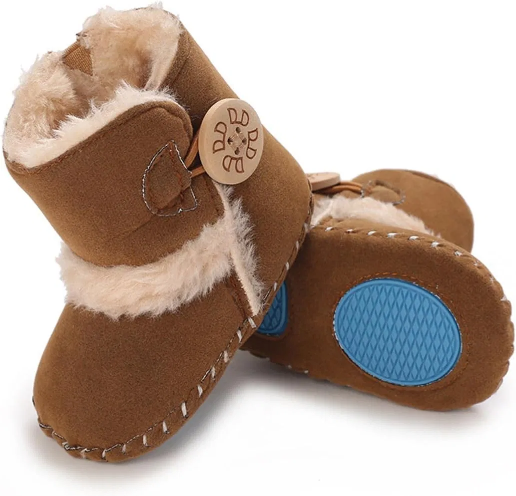 Детские зимние ботинки для девочек с пуговицей HsdsBebe, Brown — фото 3