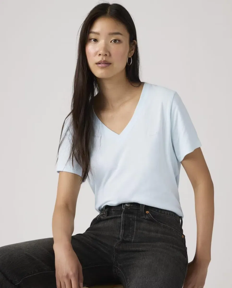 Женская футболка с V-образным вырезом Levi's, Azul Claro — фото 4
