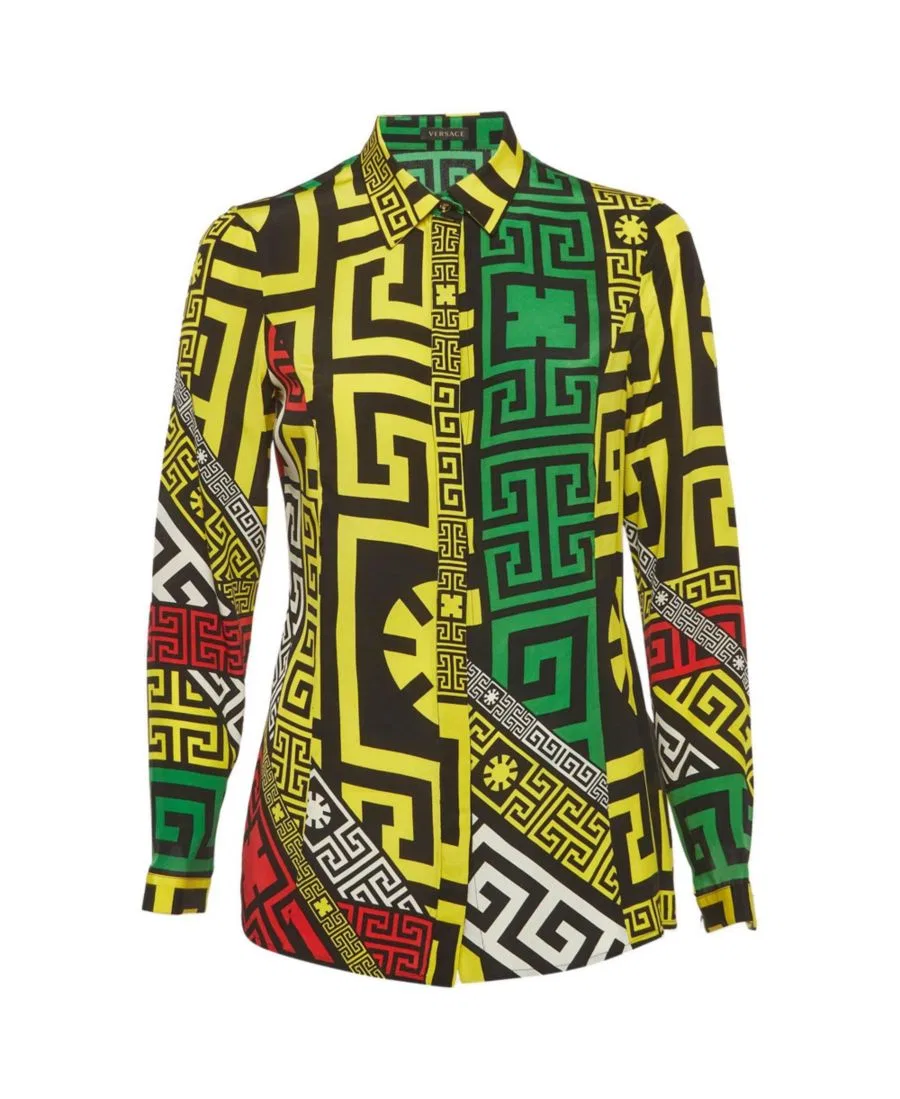 Женская рубашка с длинным рукавом с принтом Versace, No Color